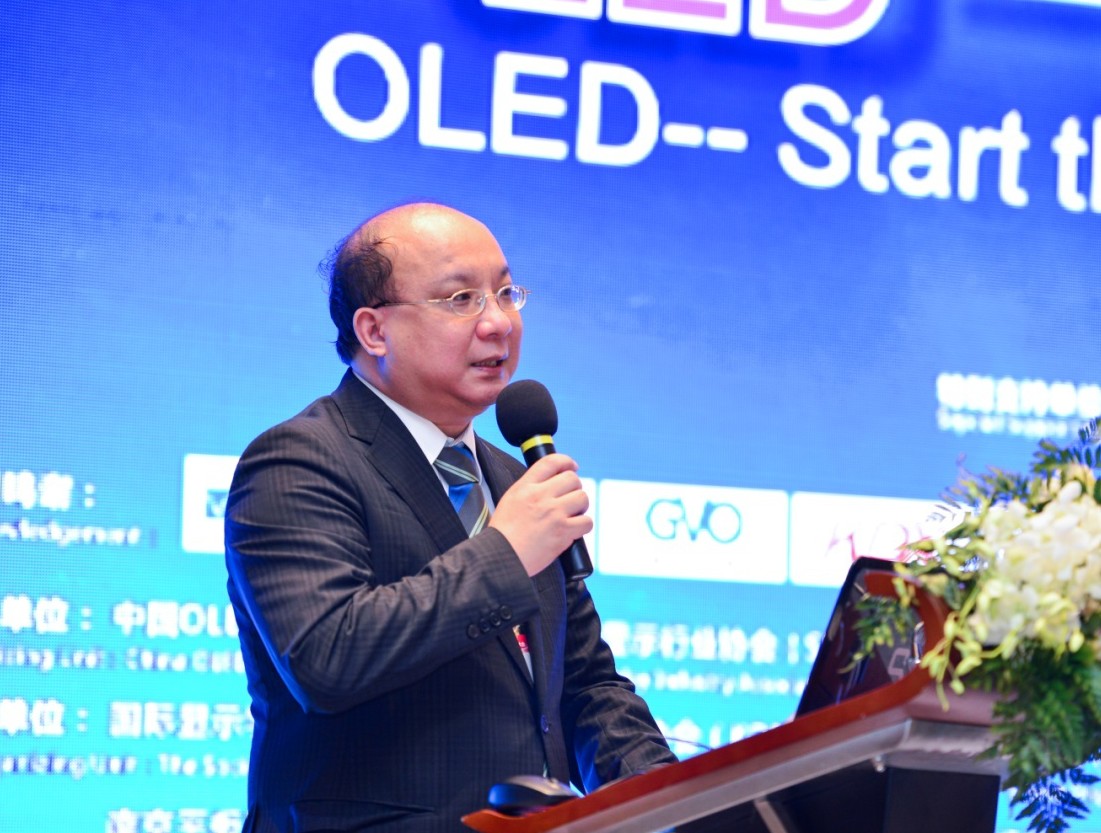 韓國顯示行業協會（KDIA）臺灣顯示器聯合總會副秘書長王信陽在開幕式上致辭